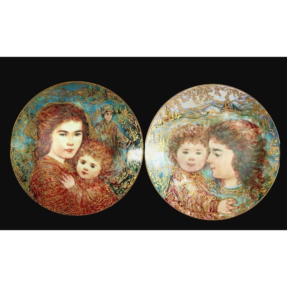 Vintage Edna Hibel Plate Set. Regal Gift Series. "Olivia and Hildy" &  "Tammy an